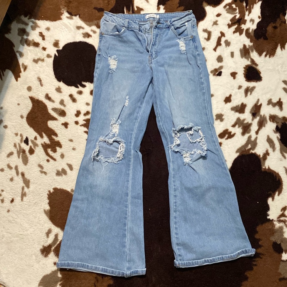 Rue21 flare/ripped jeans light wash